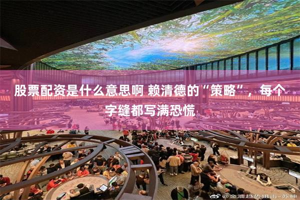 股票配资是什么意思啊 赖清德的“策略”，每个字缝都写满恐慌