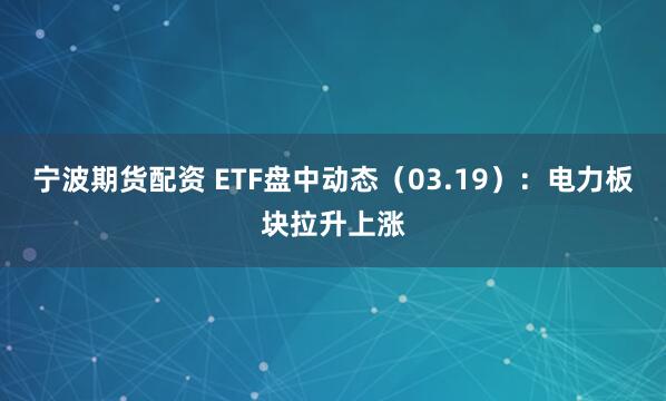 宁波期货配资 ETF盘中动态（03.19）：电力板块拉升上涨