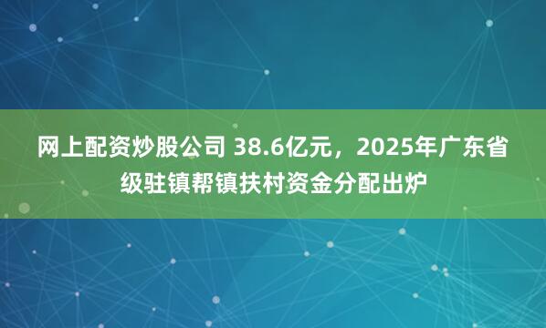网上配资炒股公司 38.6亿元，2025年广东省级驻镇帮镇扶村资金分配出炉